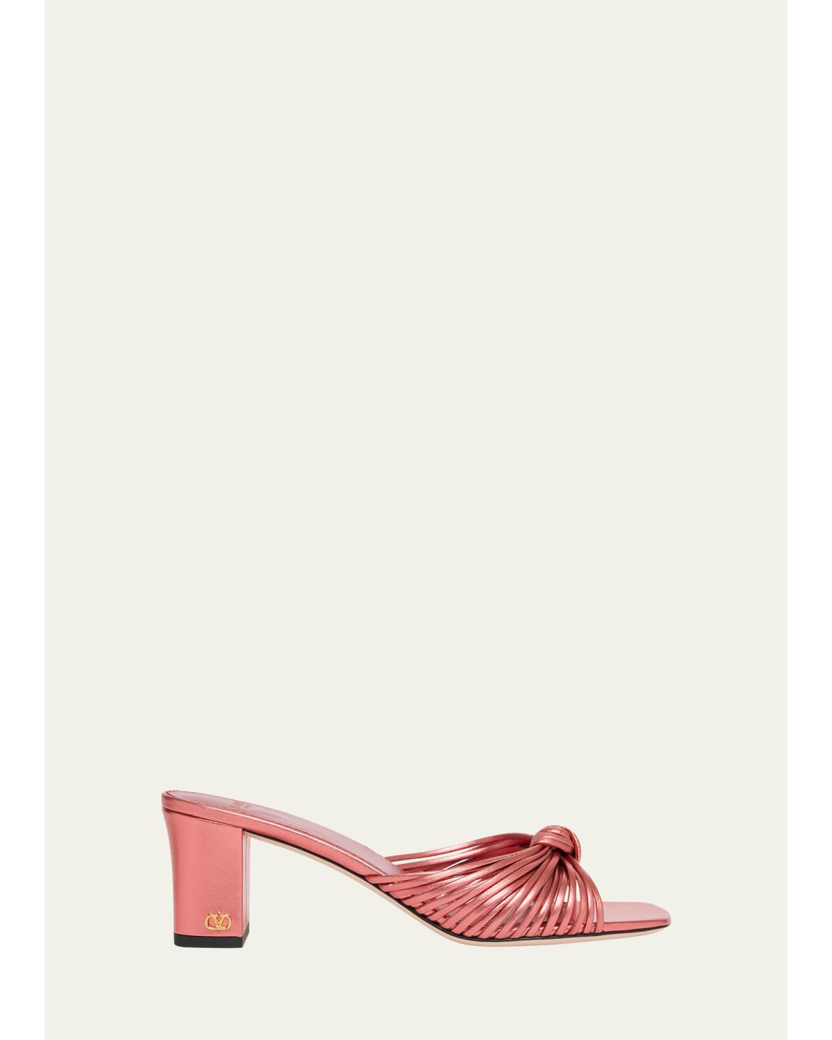 60mm Metallic Nappa Leather Mule Sandals