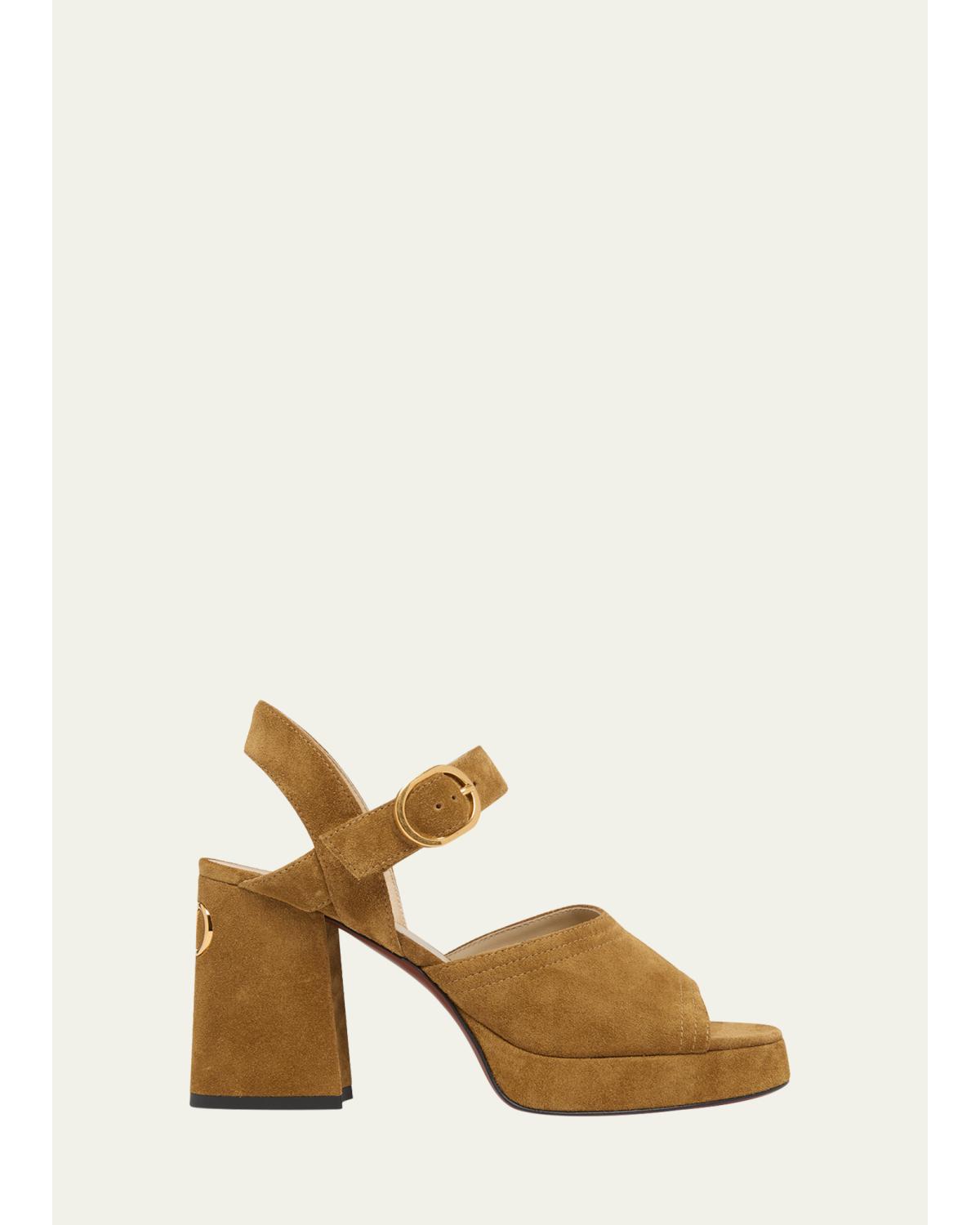 100Mm Fawcette Vlogo Suede Platform Sandals