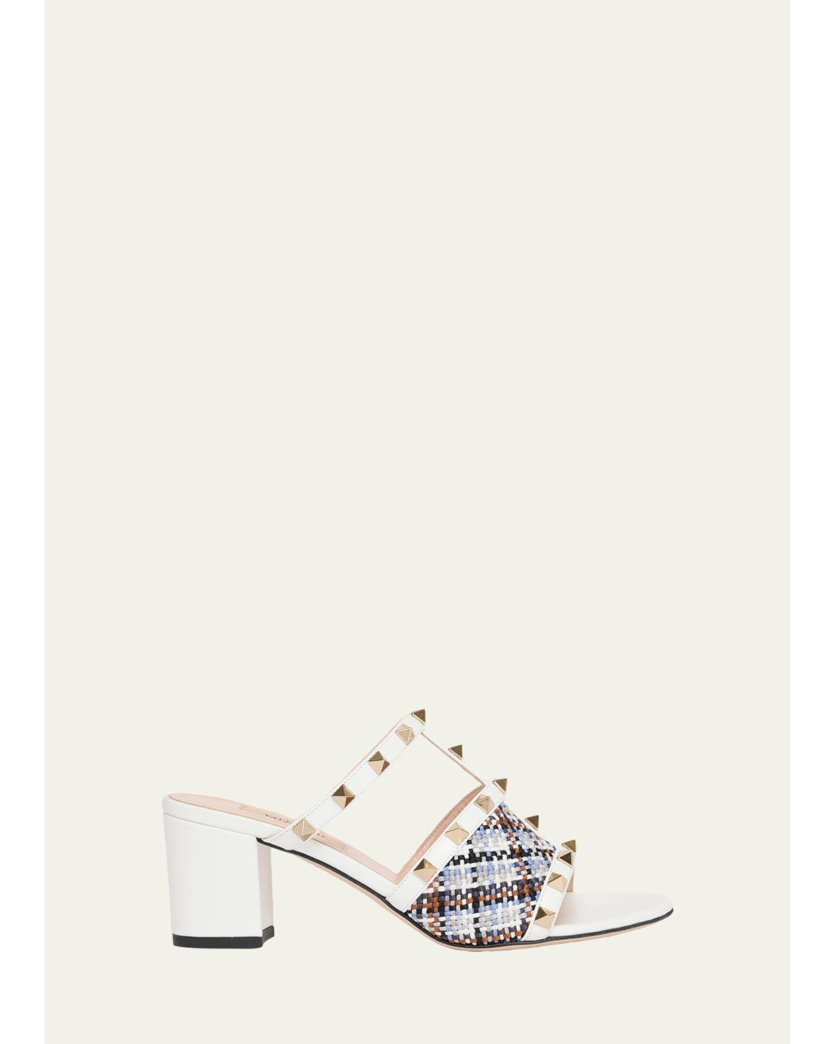 60Mm Rockstud Leather Block- Heel