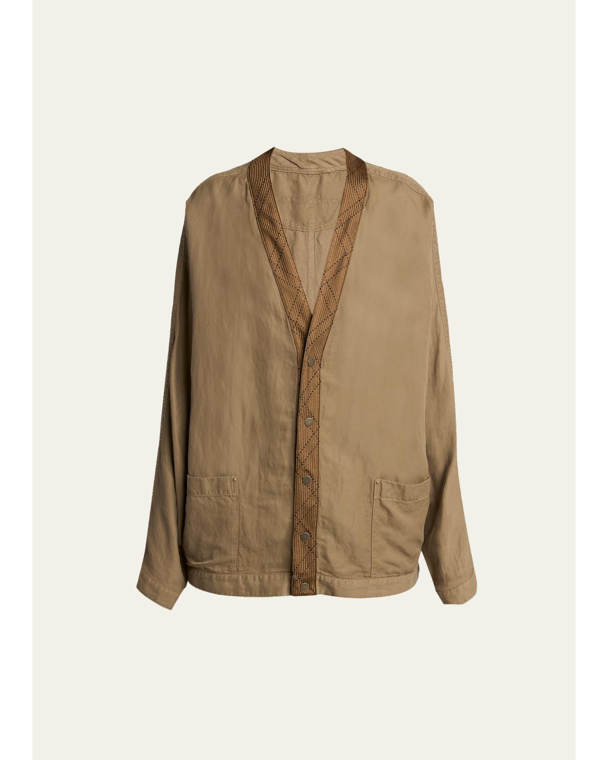 V-Neck Single-Breasted Utility Jacket