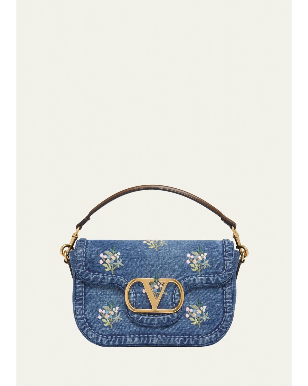 Alltime Floral-Embroidered Denim Shoulder Bag