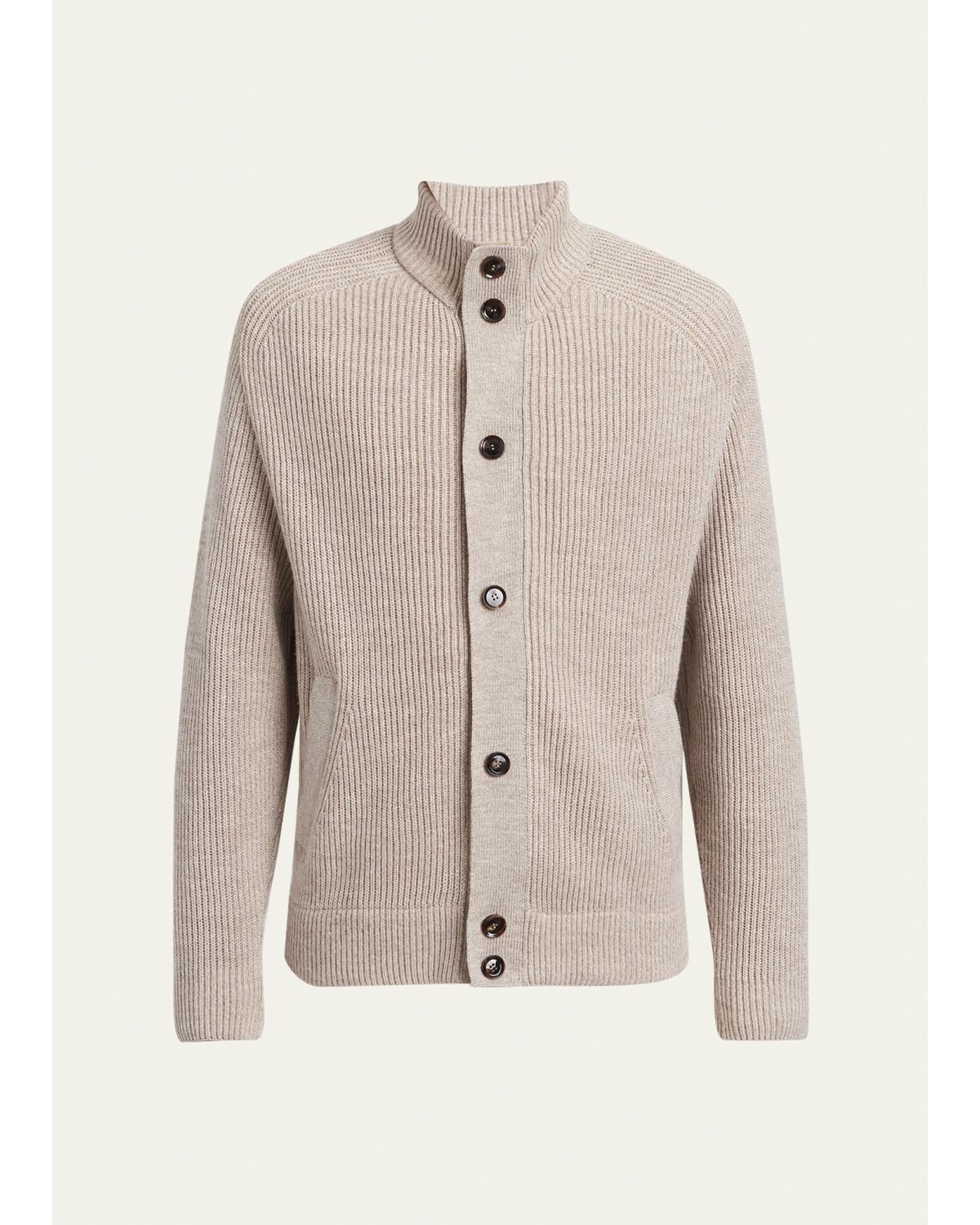 Men'S Ribbed Cotton-Blend Mouline Blouson Sweater