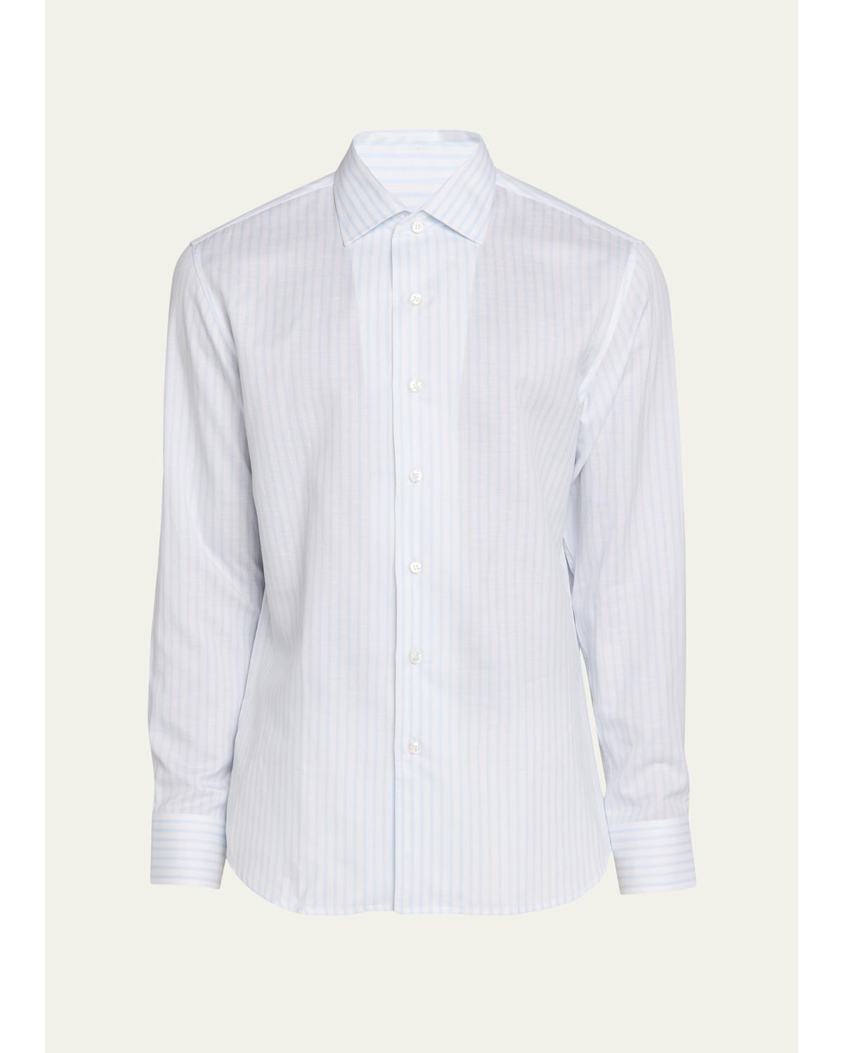 Men'S Lyocell And Cotton Pinstripe Sport Shirt