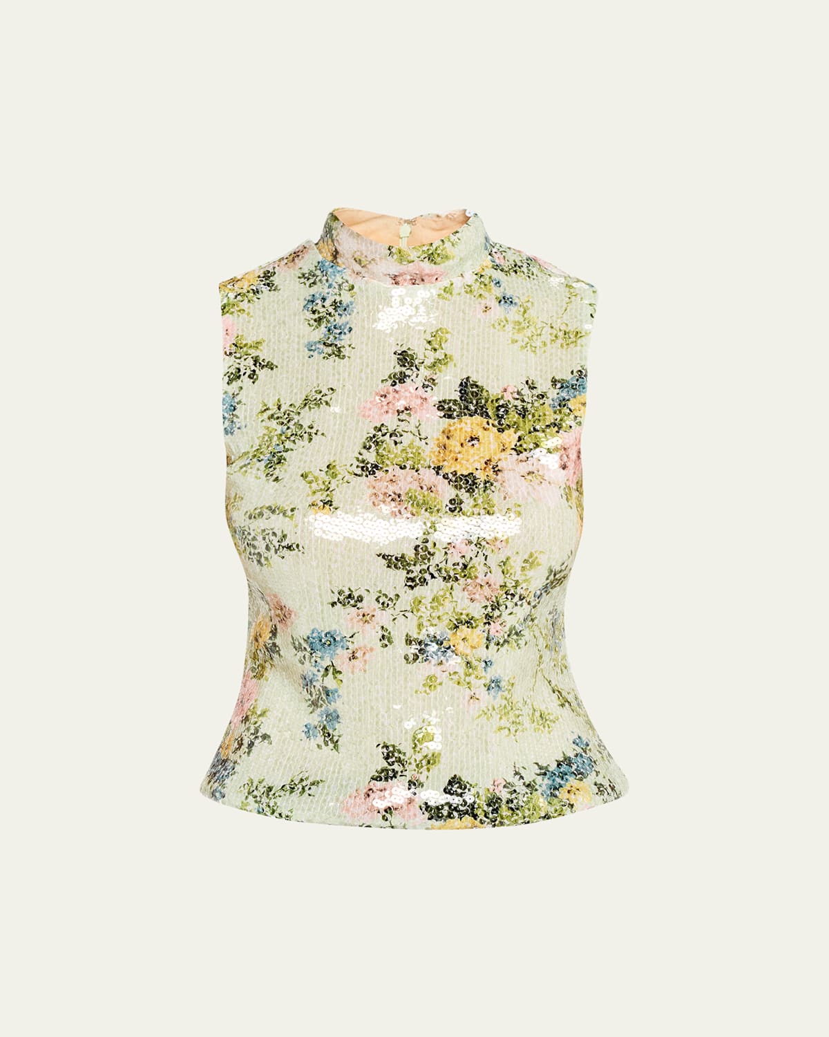 Brandon Maxwell The Piper Floral Paillette Top In Green
