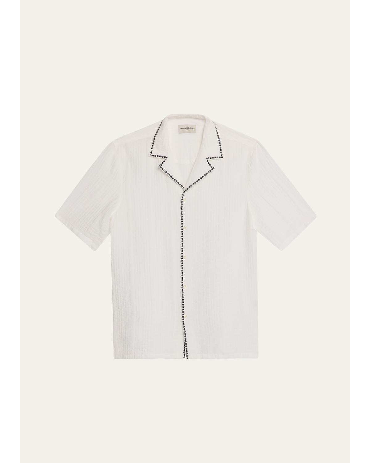 Men'S Eren Textured Viscose Short-Sleeve Camp Shirt