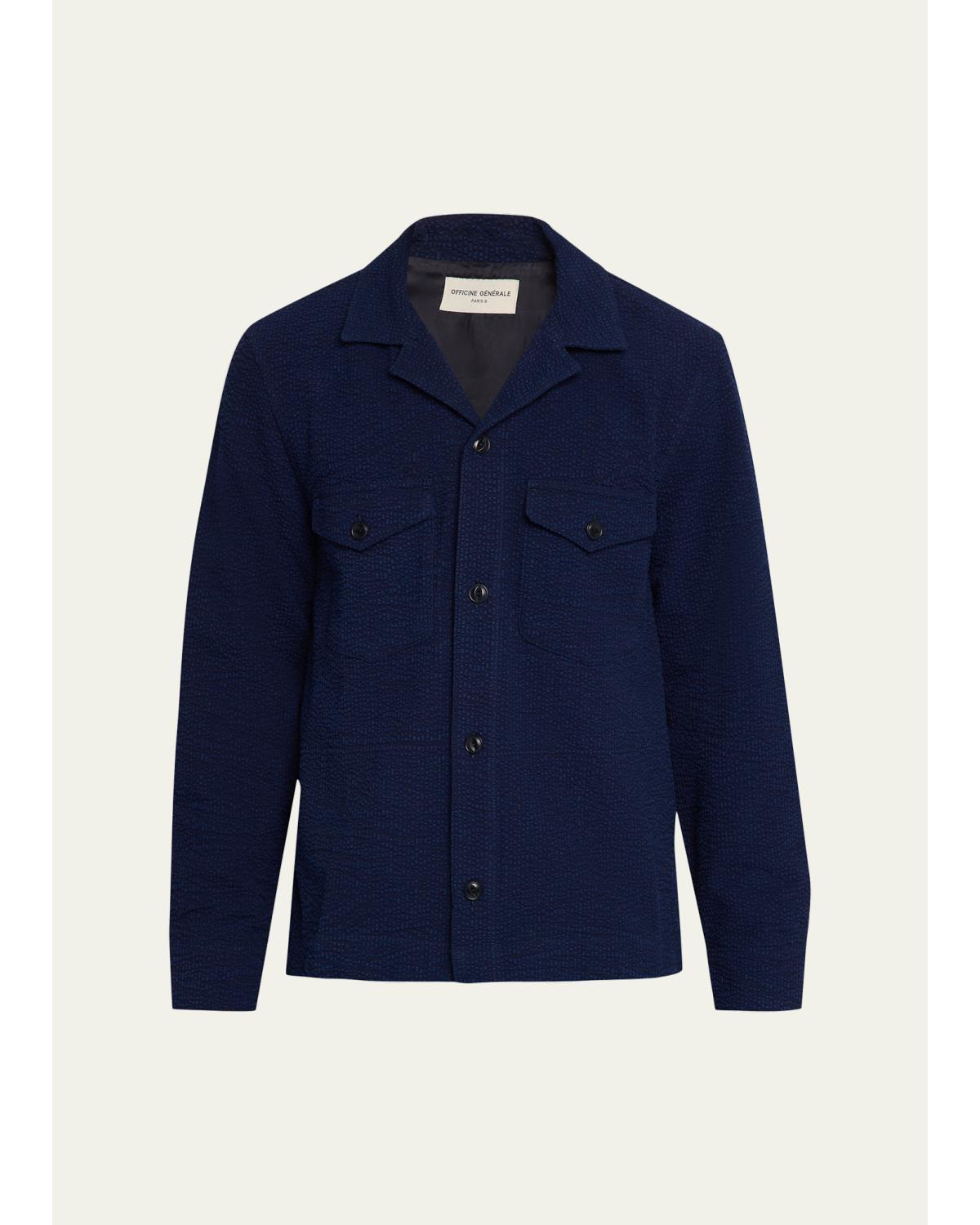 Men'S Jean-Baptiste Seersucker Cotton Shirt Jacket