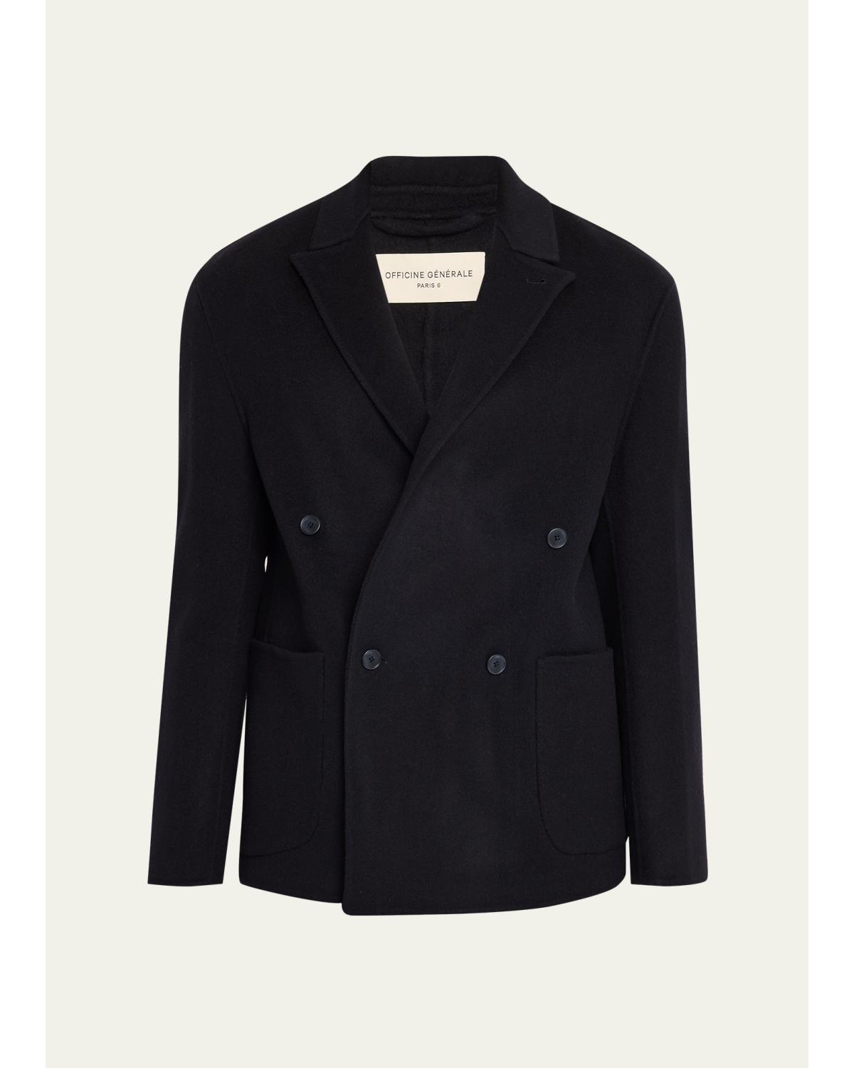Men's Dark Navy Double-Breasted Wool Maxwell Sport Jacket