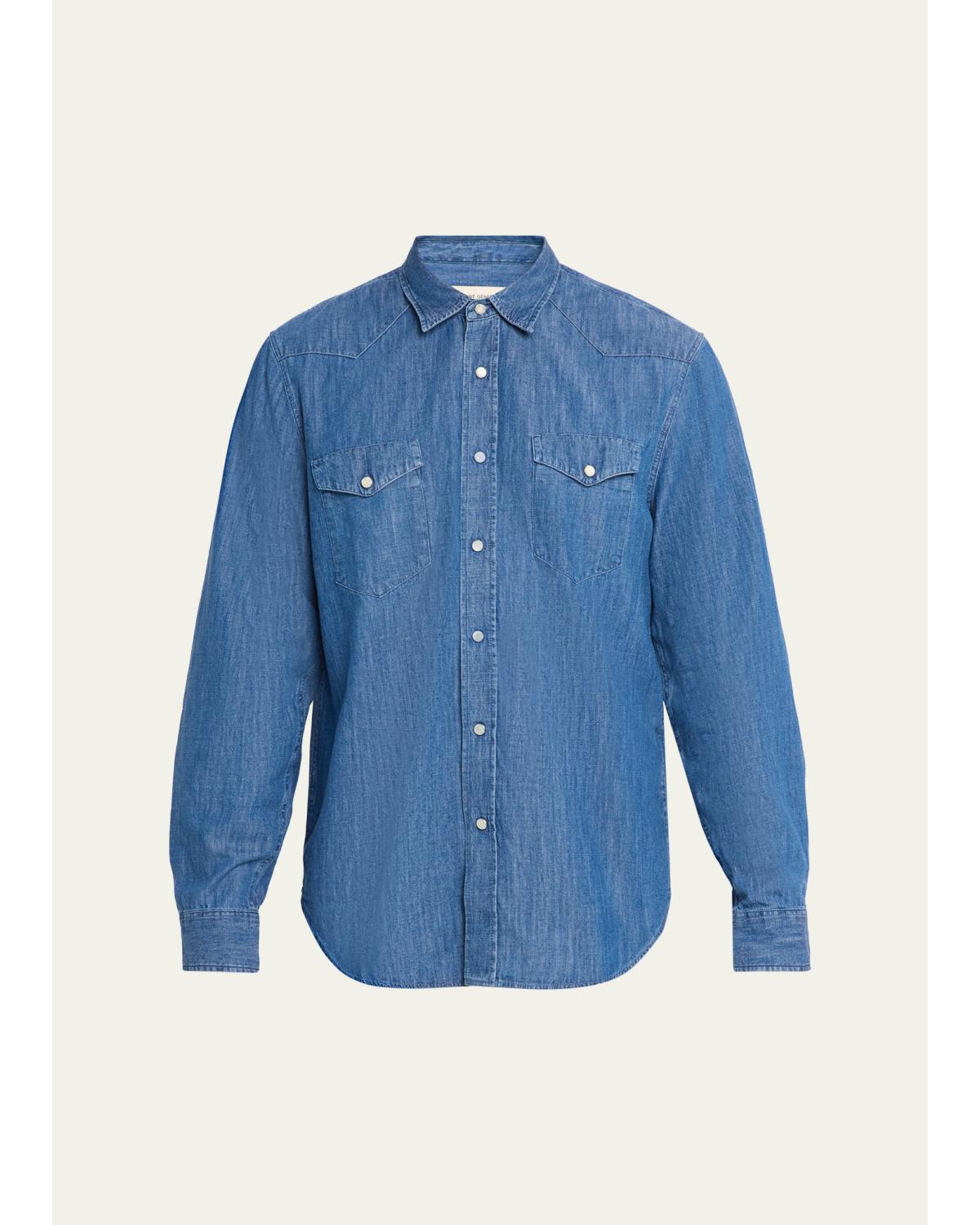 Men'S Maverick Snap-Front Chambray Western Shirt