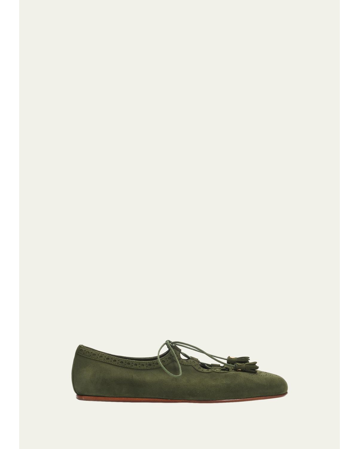 Rhea Suede Lace-Up Ballerina Flats