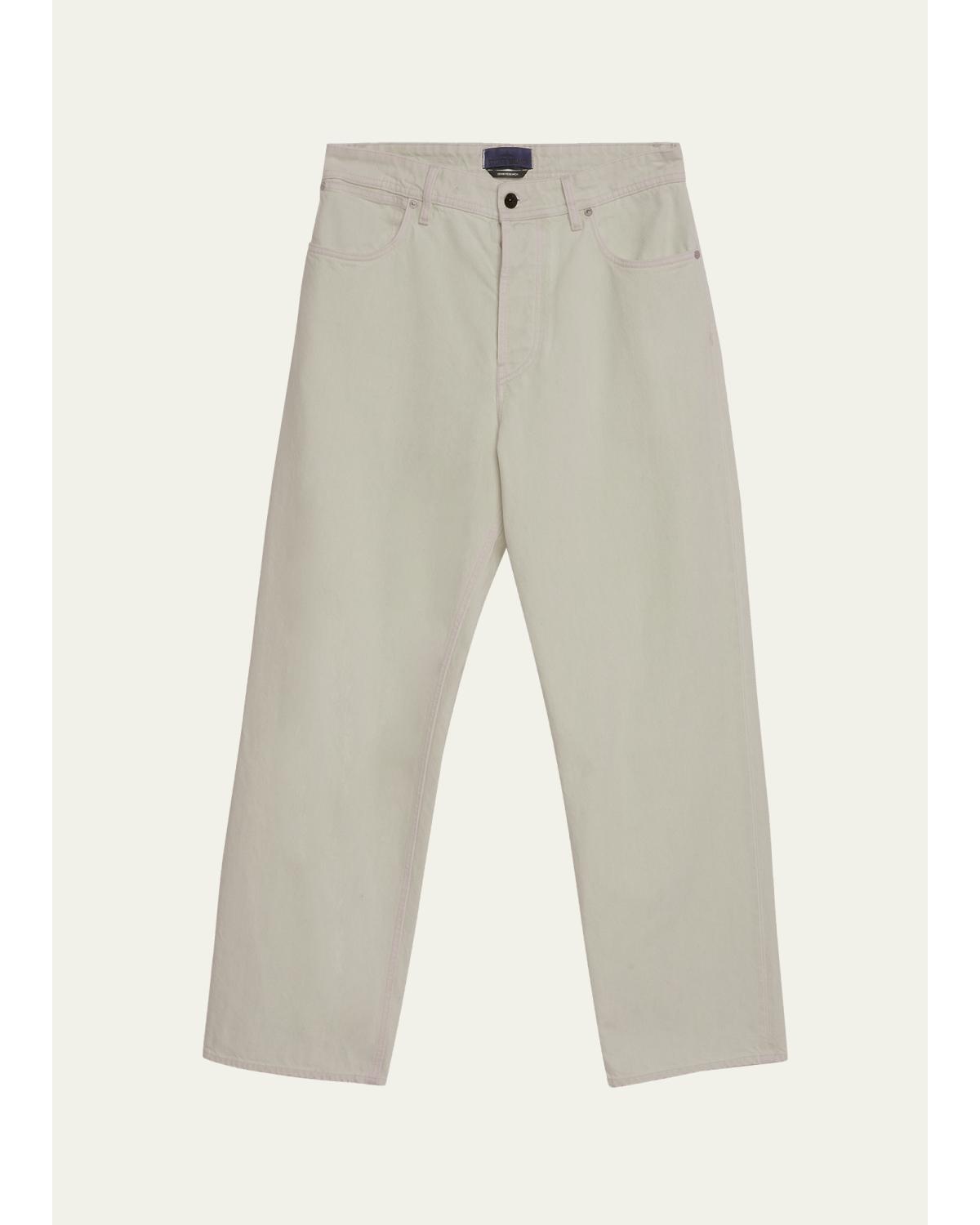 Men'S Ivory Denim Straight-Leg Jeans