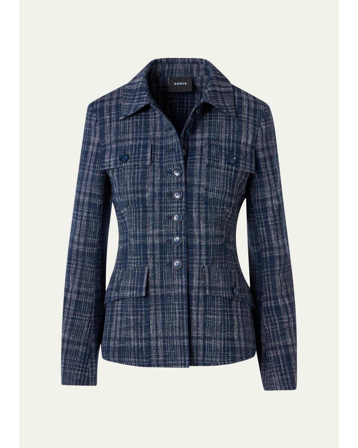 Delia Buttoned Tweed Jacket