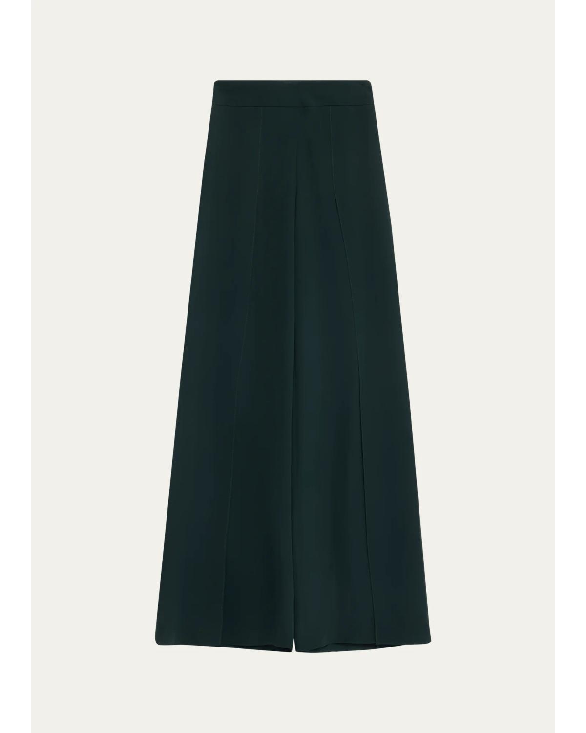 Akris Fellia Silk Georgette Flared Pants In Verdone