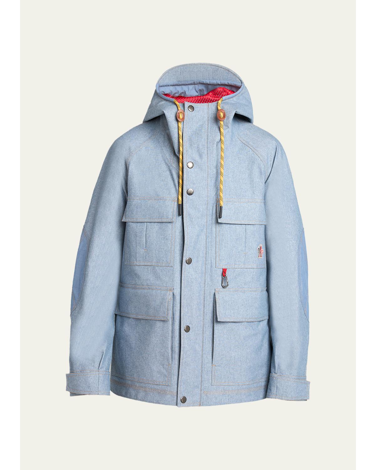Men's Hooded Cargo Pocket Jacket with Clip