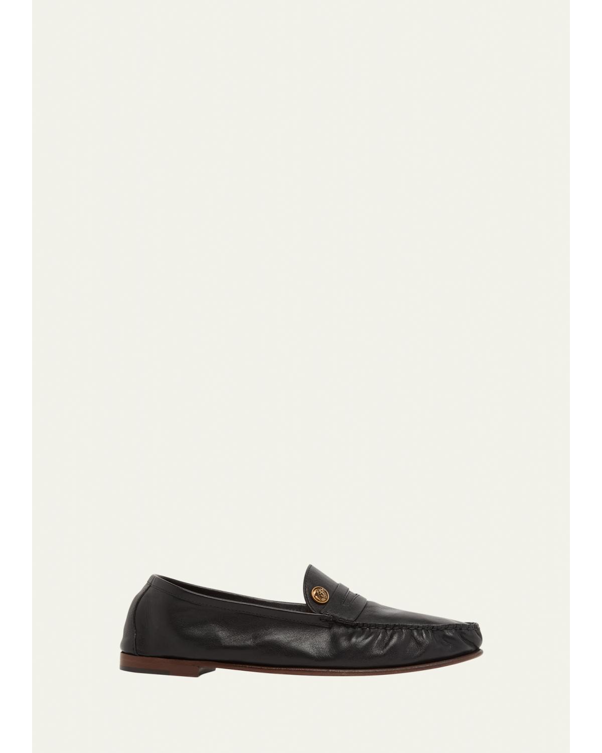 Men'S Medusa Leather Moc-Toe Loafers