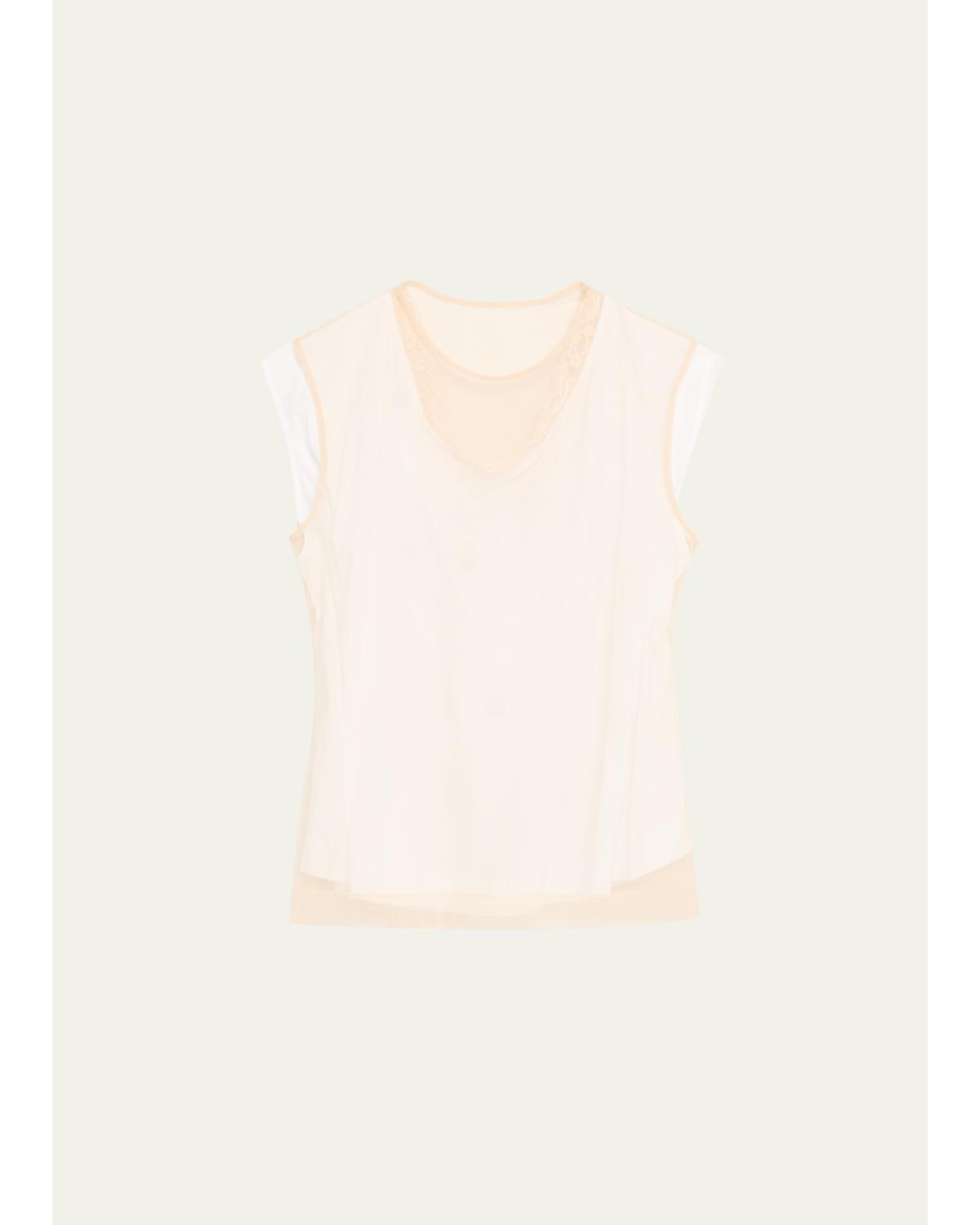 Layered Liquid Cotton Cap-Sleeve Top