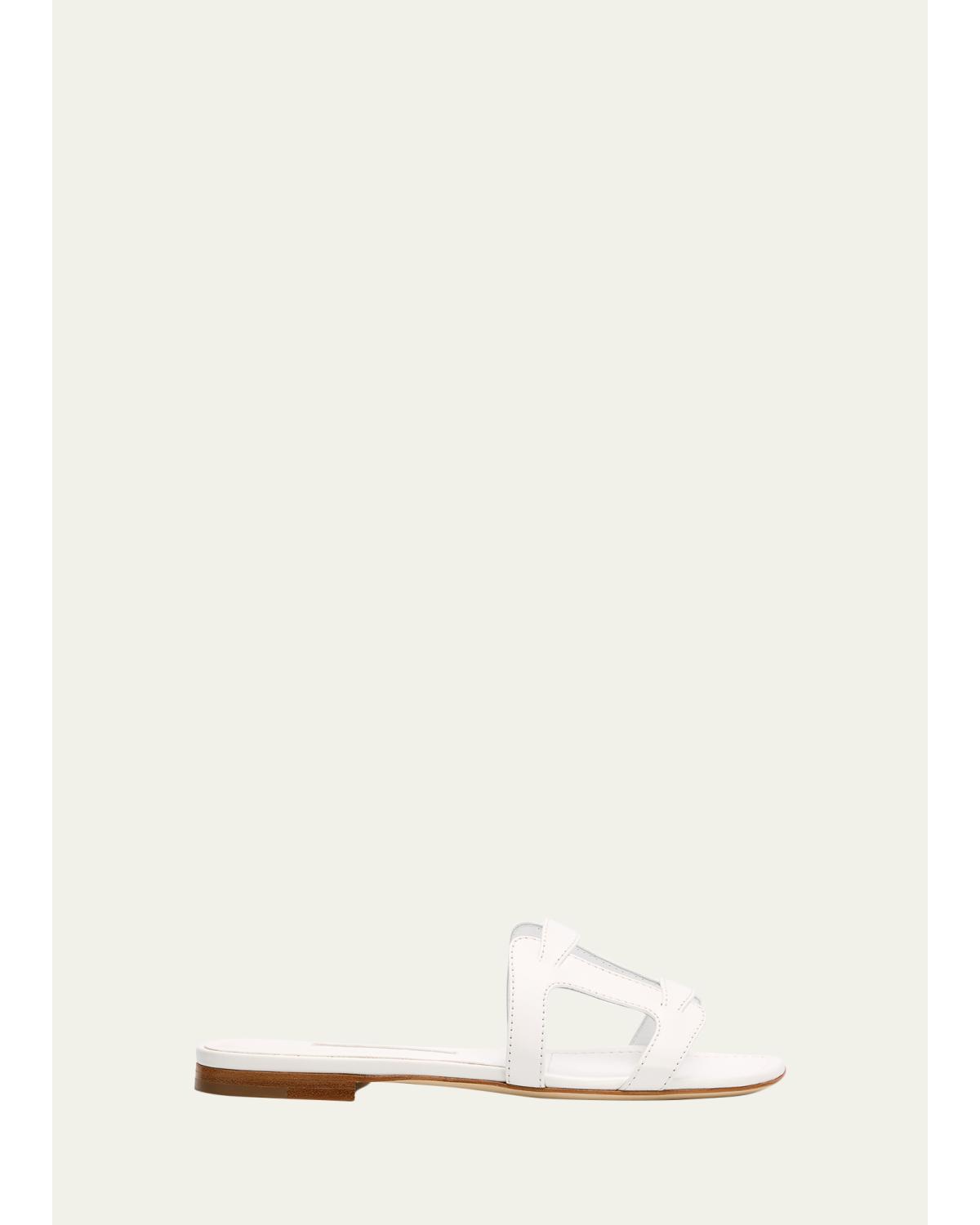 Grellanu Leather Flat Slide Sandals