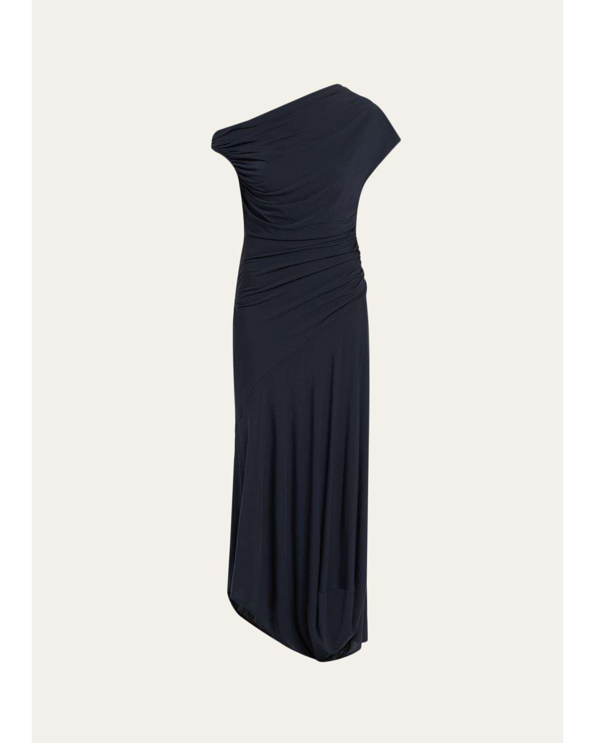 Halle Ruched Asymmetric Jersey Dress