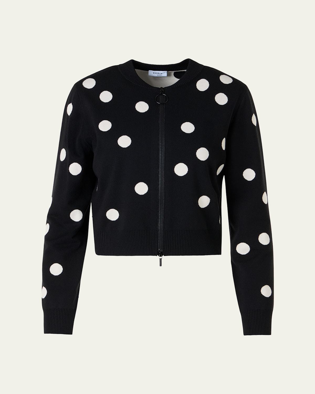 Akris Punto Polka Dot Wool Zip Cardigan In Multi