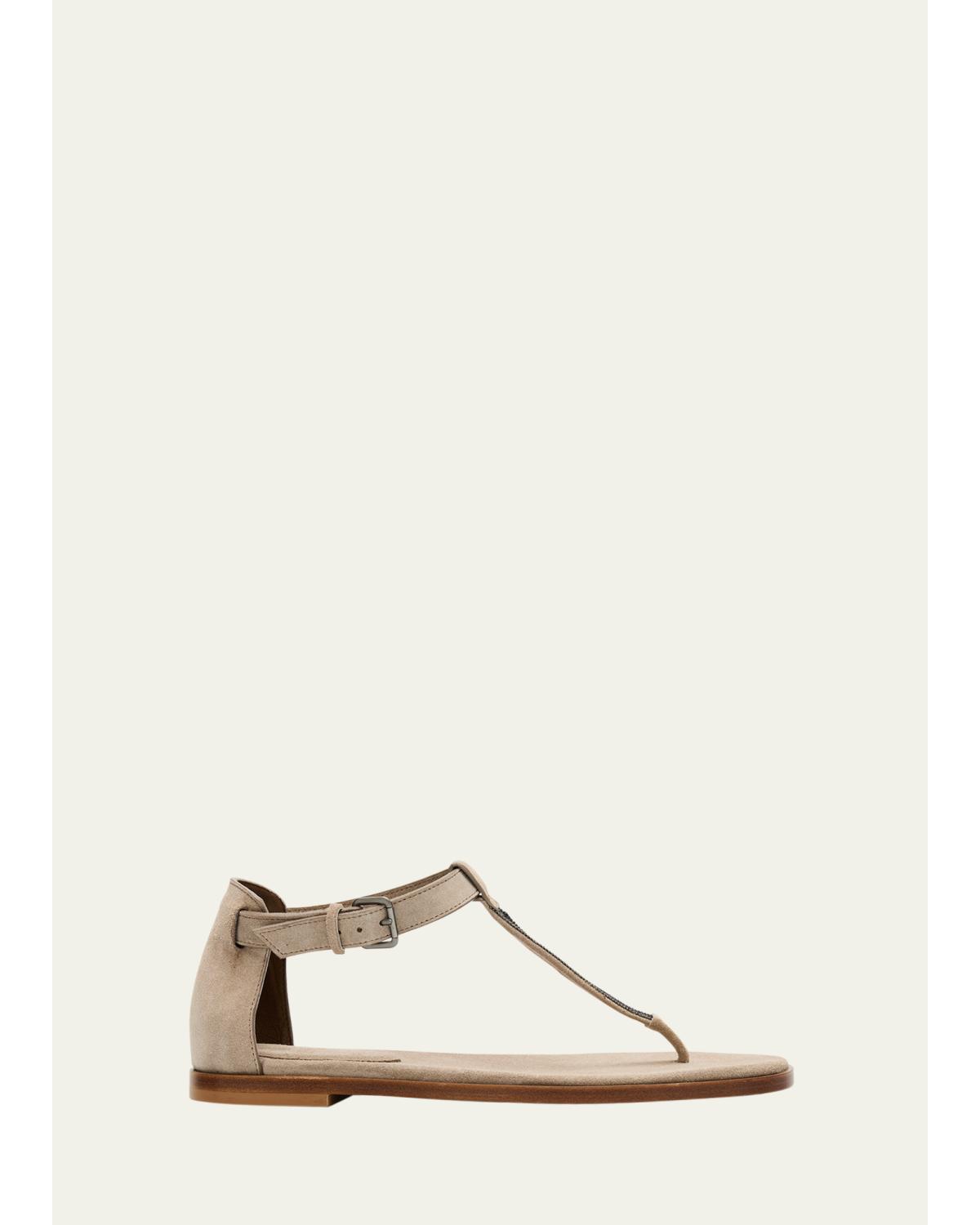 Suede Monili Sandals