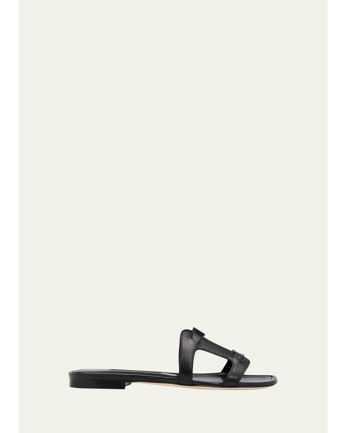 Grellanu Leather Flat Slide Sandals