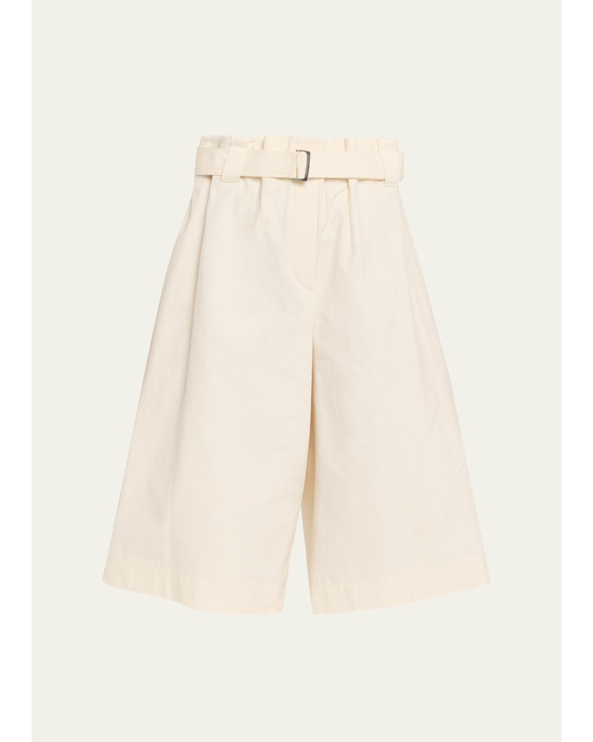 Belted Wide-Leg Bermuda Shorts