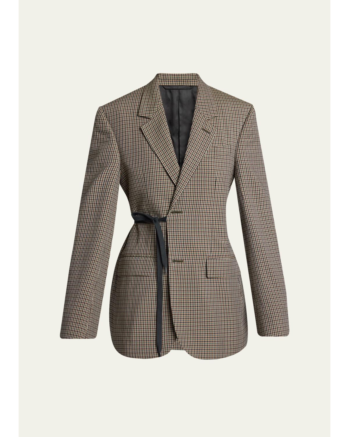 Check Wrap Tailored Jacket