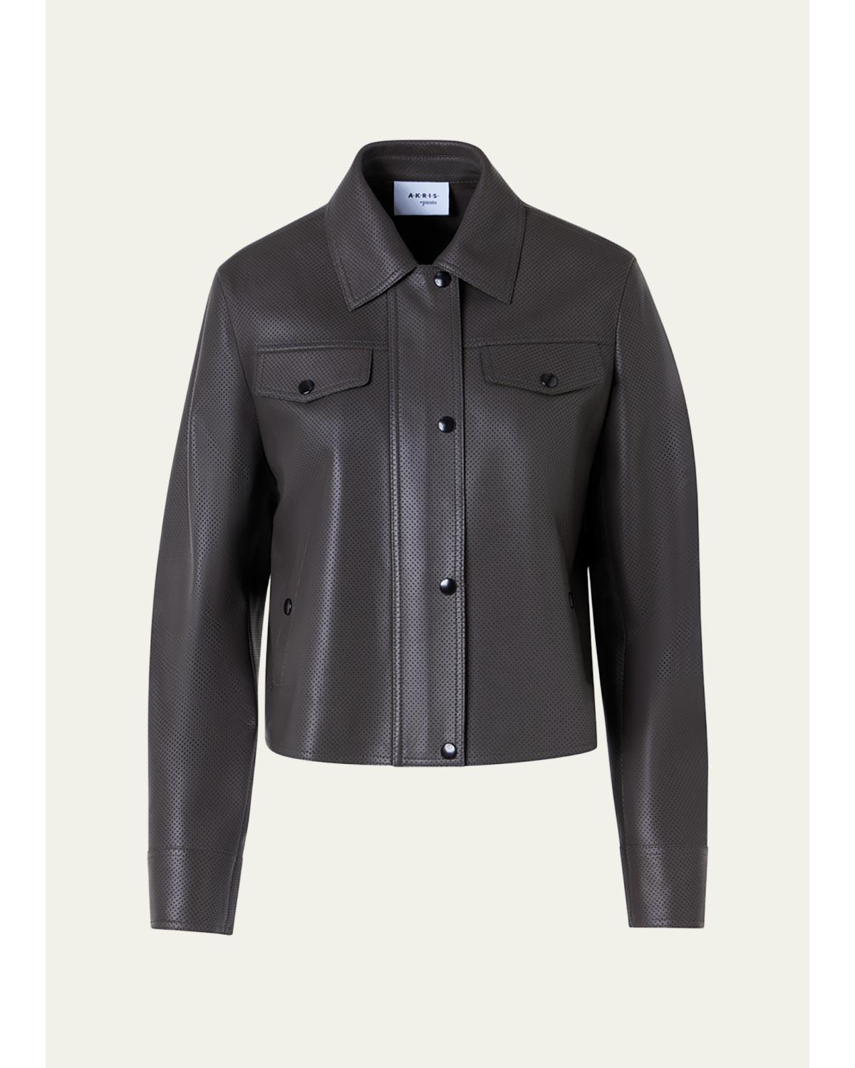 Perforated Leather Short Jacket