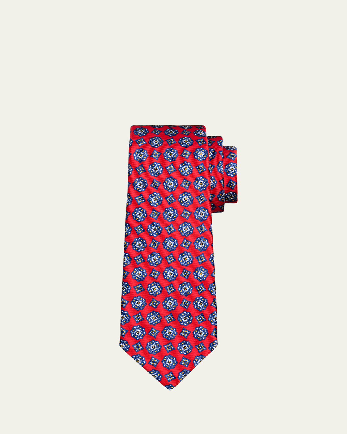 Kiton Men's Abstract Medallion Silk 7-Fold Tie