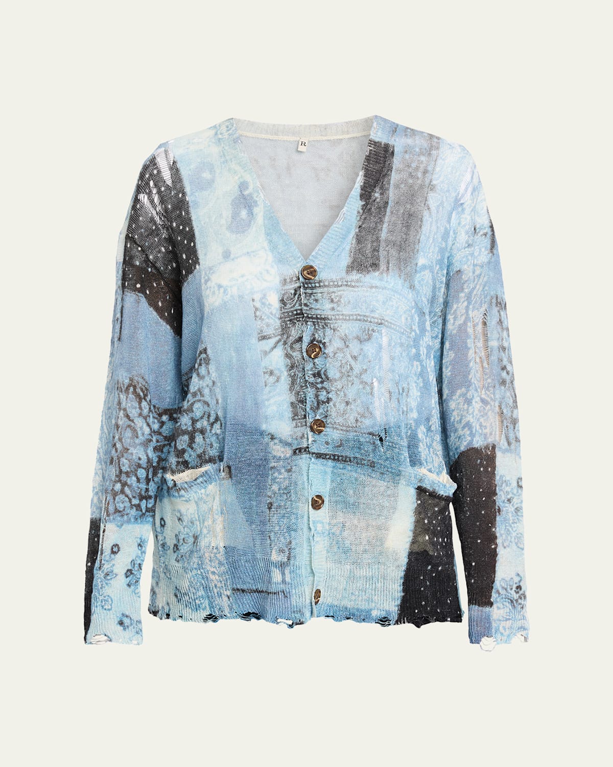 R13 Printed Boyfriend Cardigan In Multi