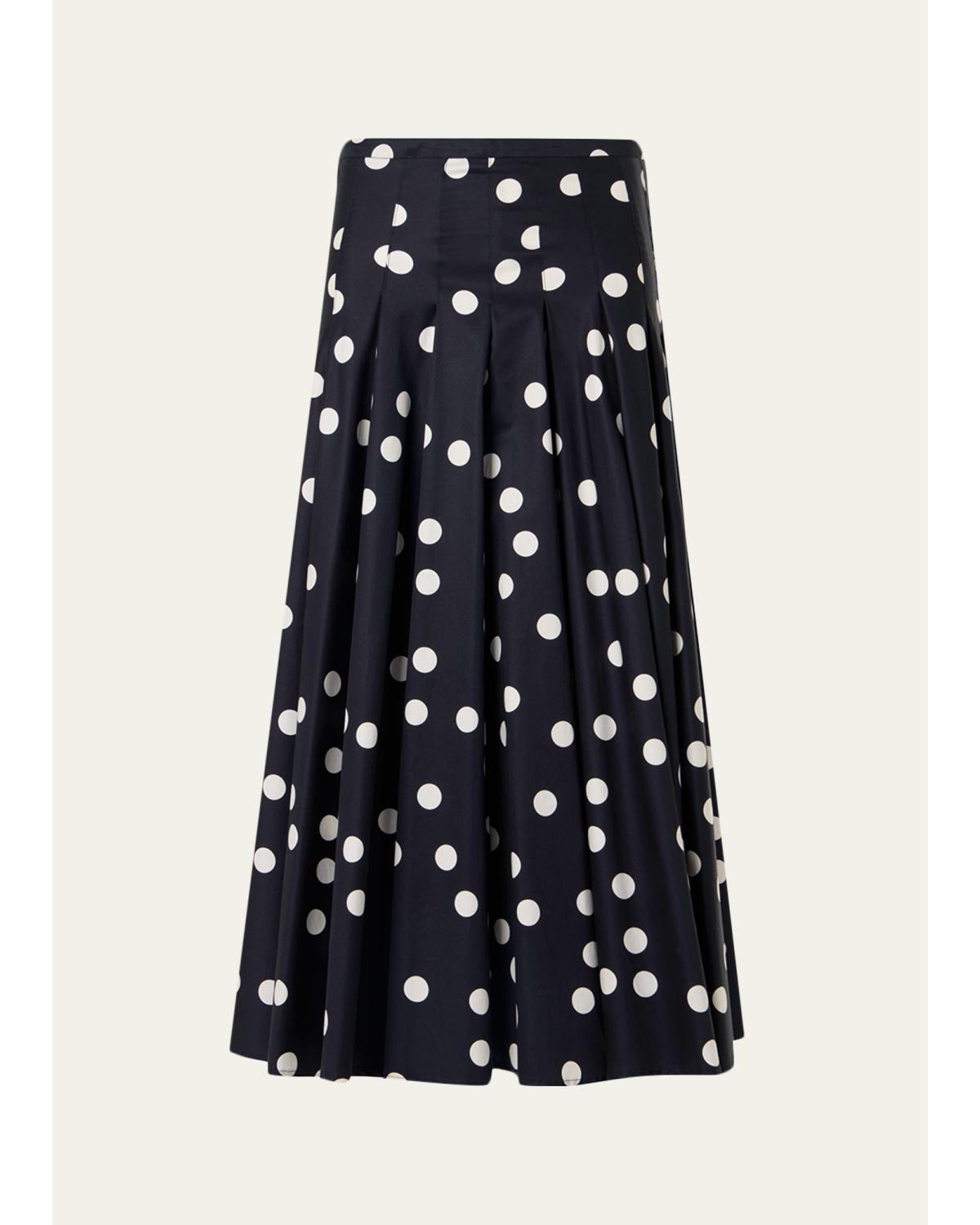 Cotton Polka Dot Midi Skirt