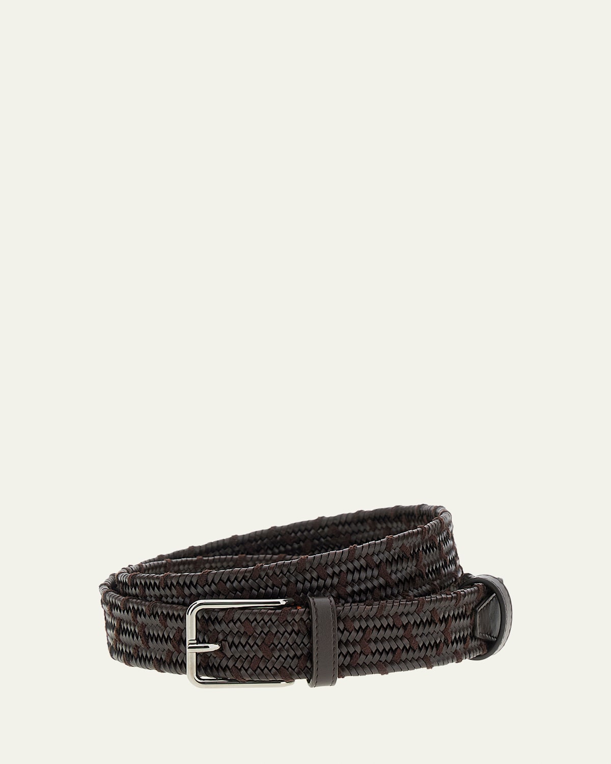 Loro Piana Men's Monterey 32mm Braided Leather & Rayon Belt