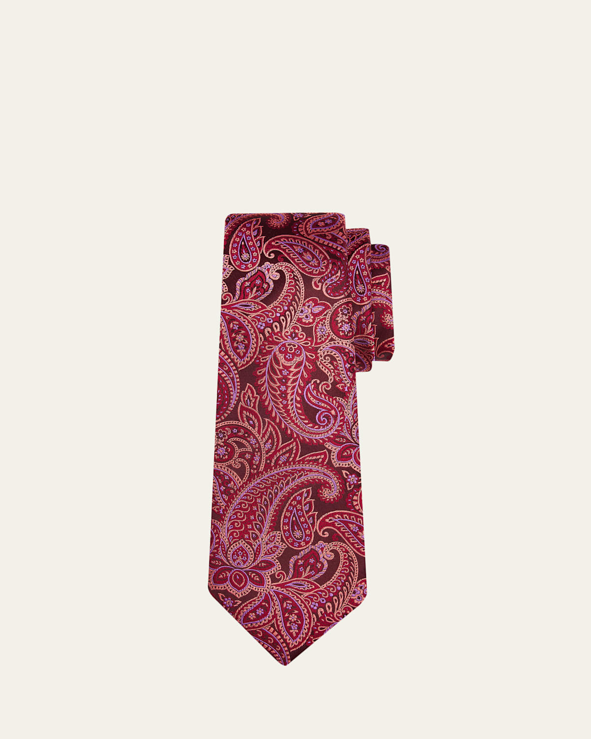 Kiton Men's Paisley Jacquard Silk 7-Fold Tie