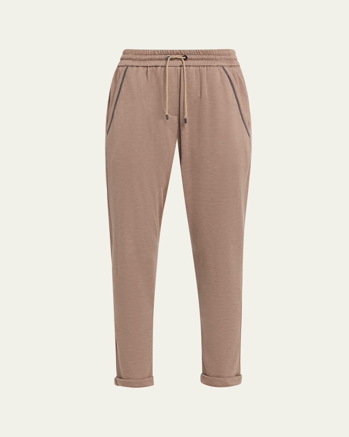 Brunello Cucinelli Monili-trim Slim-leg Ankle Drawstring Sport Pants