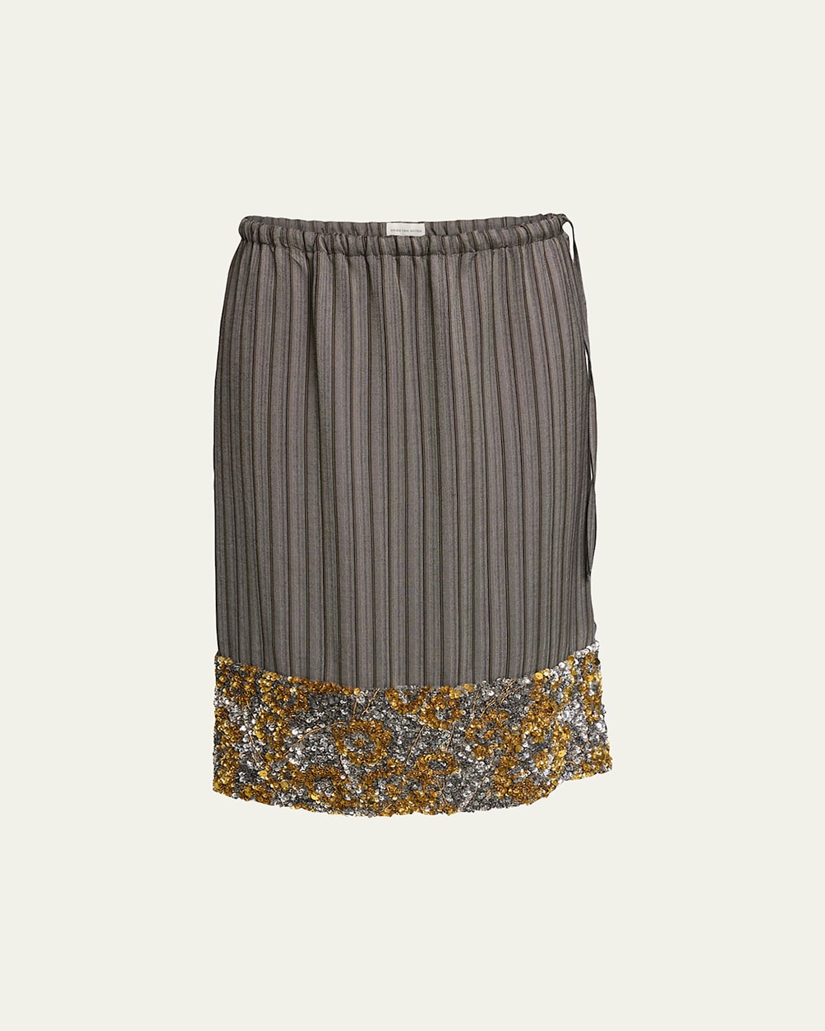 Dries Van Noten Scotts Embellished Stripe Jacquard Pencil Skirt In Gray