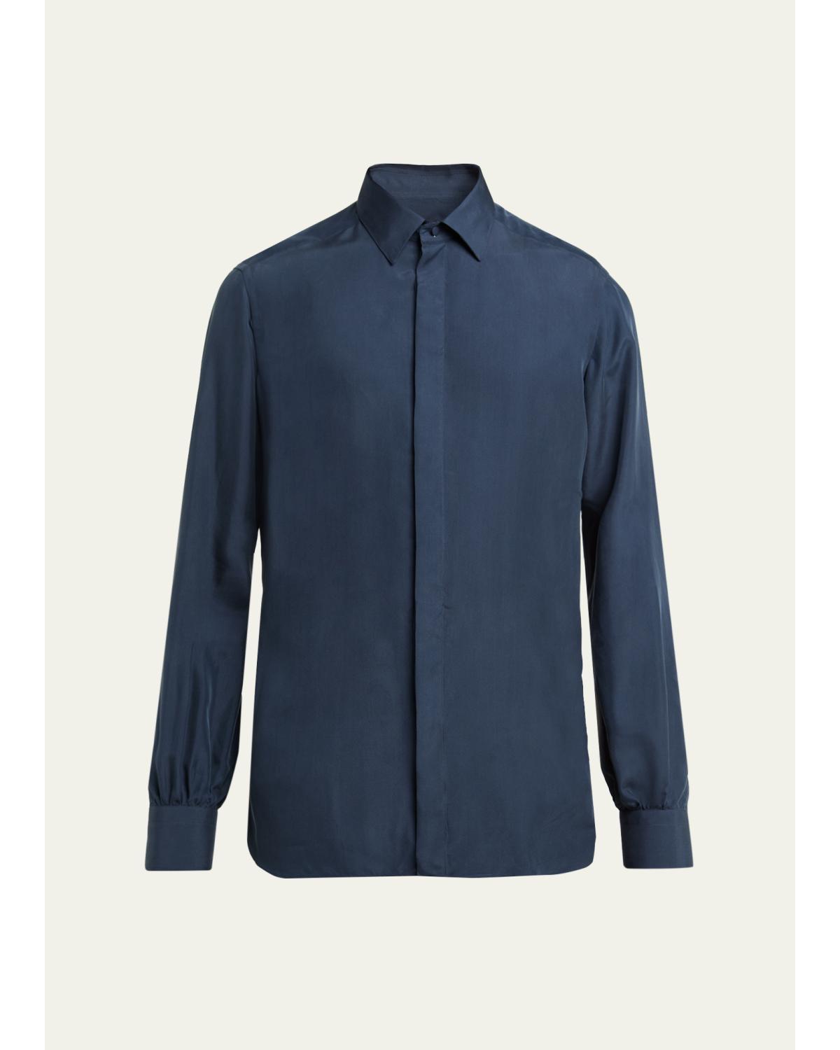Men'S Lyocell Enzyme-Wash Button-Down Shirt