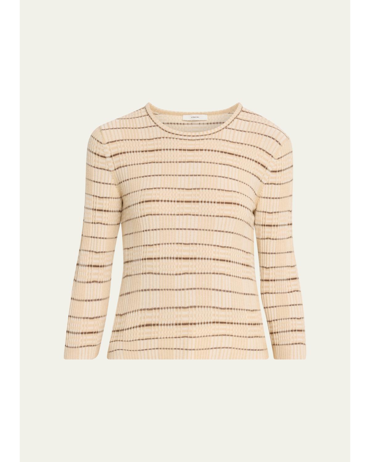 Plaid Elbow-Sleeve Sweater