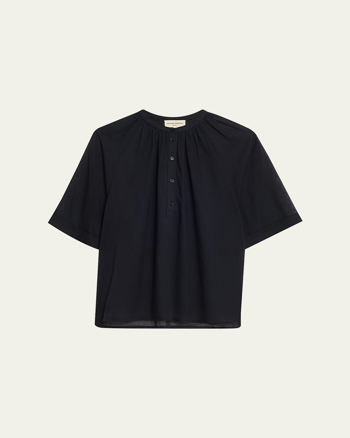 Officine Generale Noria Cotton Voile Shirt In Black