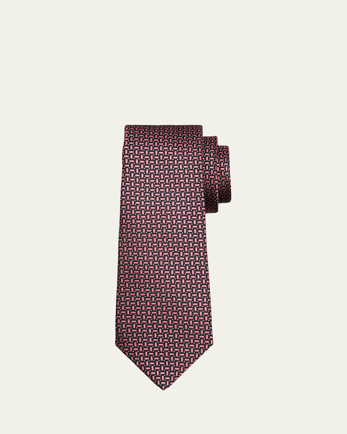 Kiton Men's Geometric Jacquard Silk 7-Fold Tie