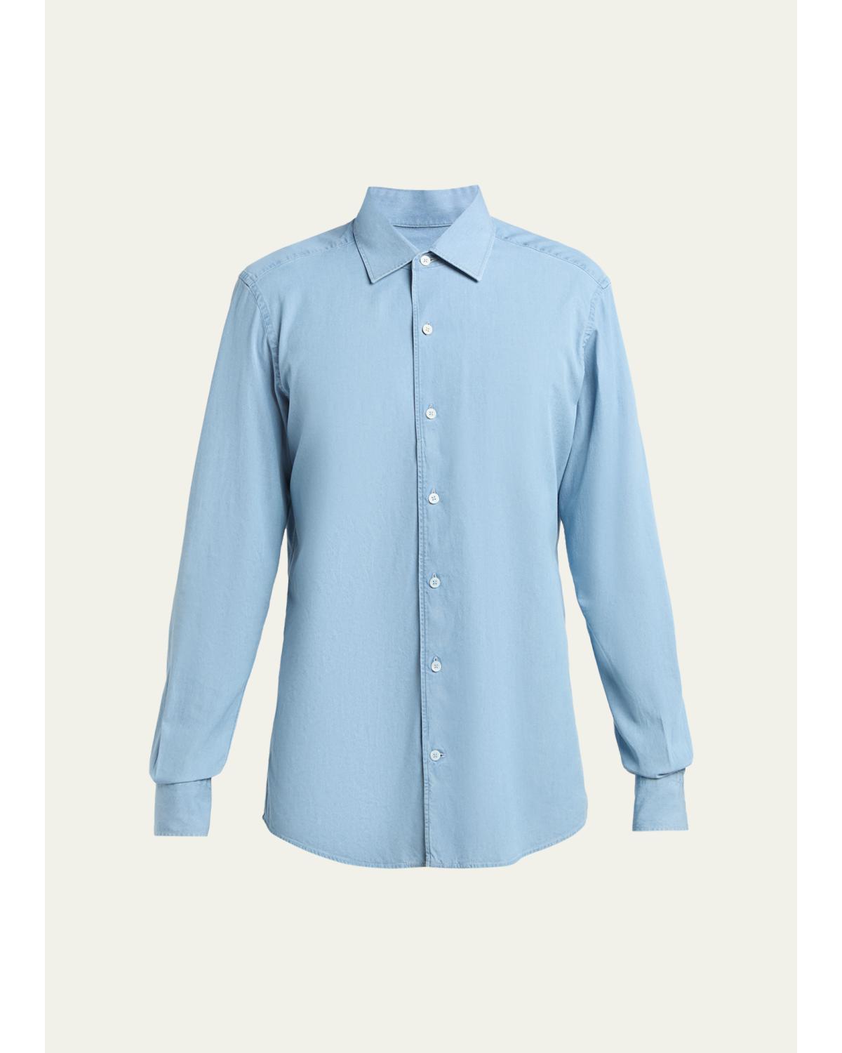 Men'S Classic Fit Cotton Denim Button-Down Shirt