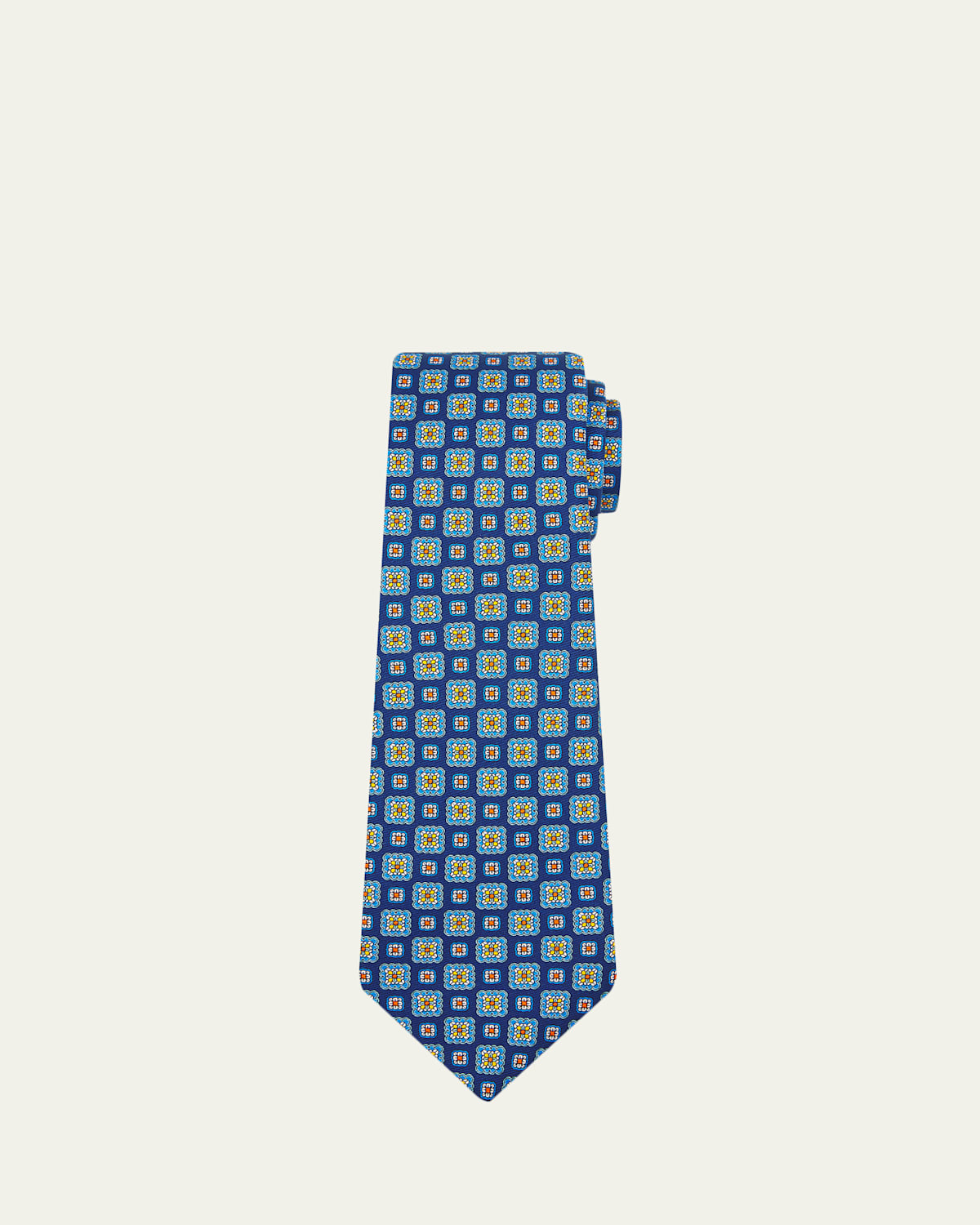 Kiton Men's Square Medallion Silk 7-Fold Tie