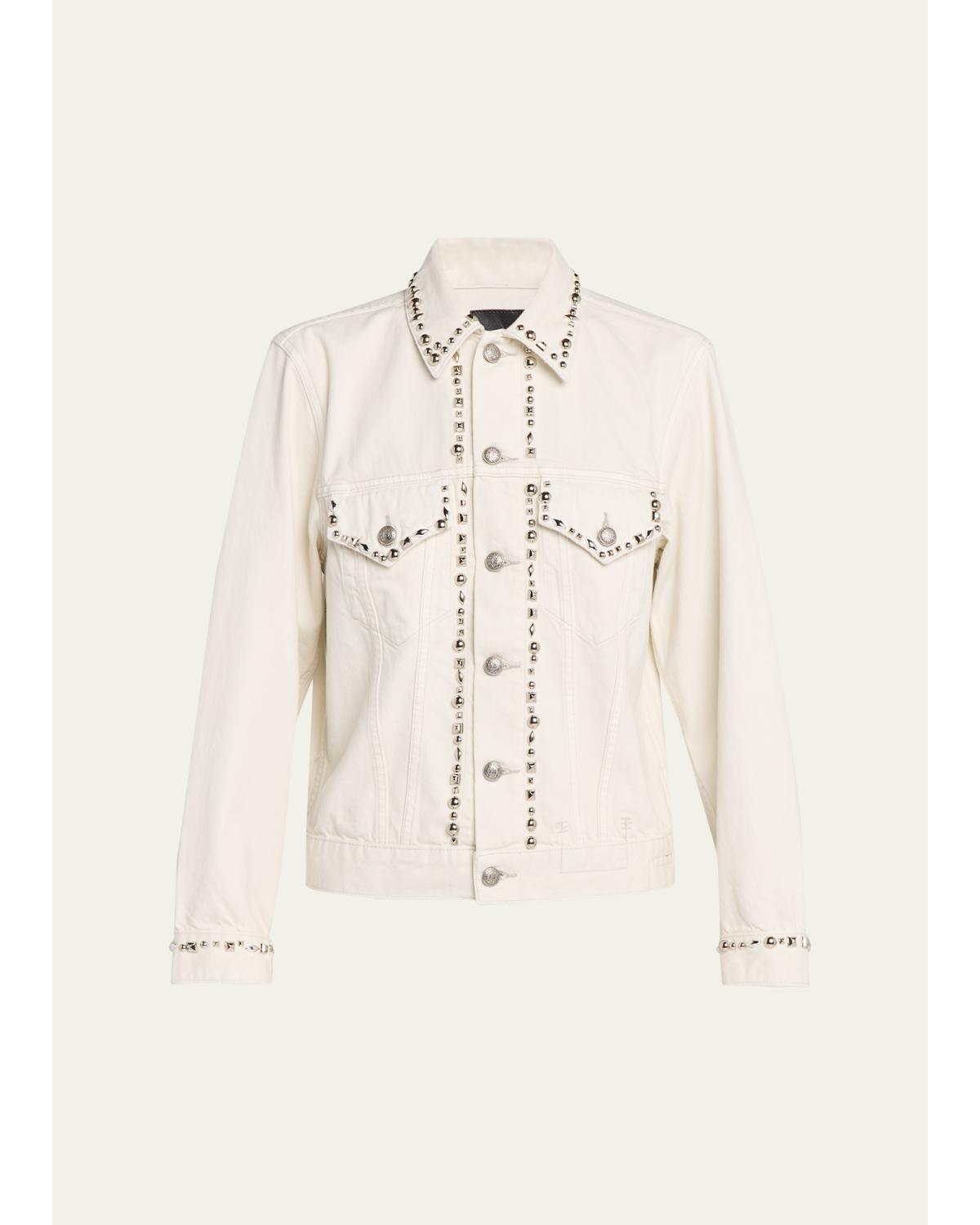 Shrunken Studdded Denim Jacket