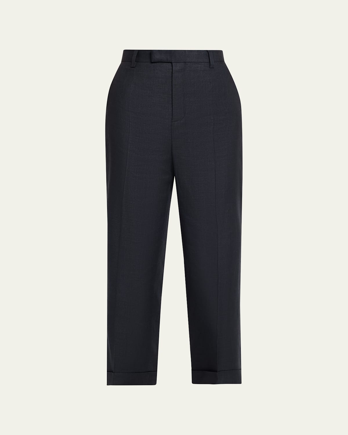Loro Piana Louis Linen-wool Cropped Trousers In Blue