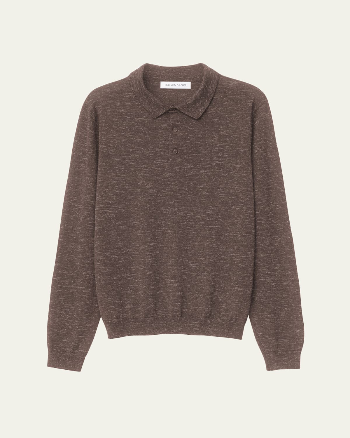 Iris Von Arnim Men's Wool, Silk and Linen Long-Sleeve Polo Shirt