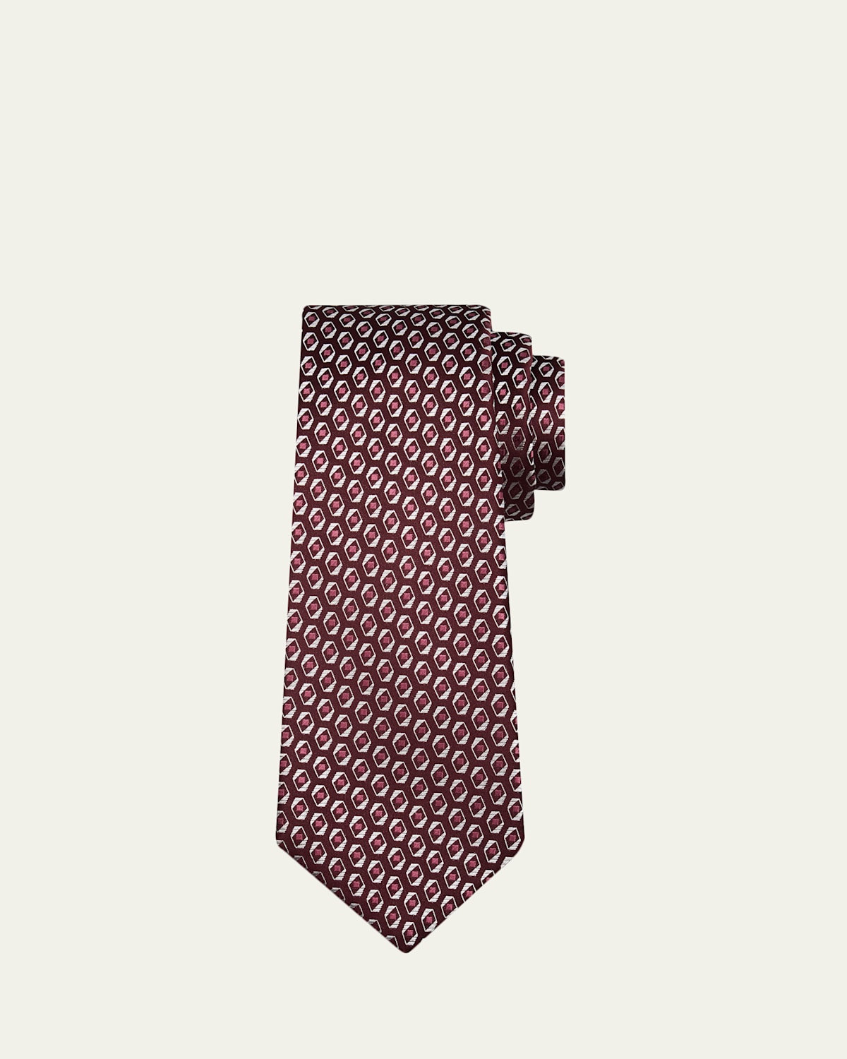 Kiton Men's Geometric Jacquard Silk 7-Fold Tie
