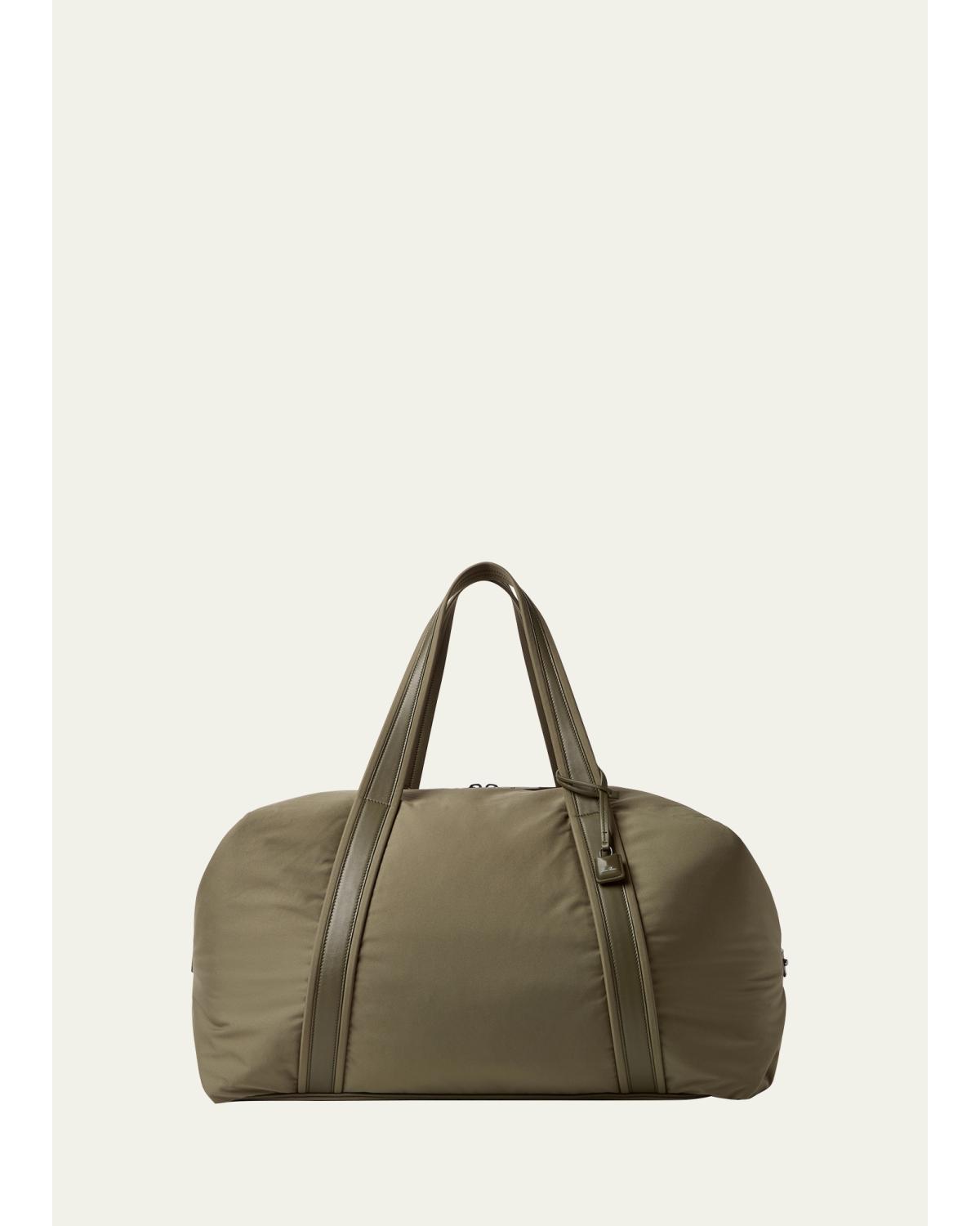Men's Wind Nylon and Leather Duffel Bag