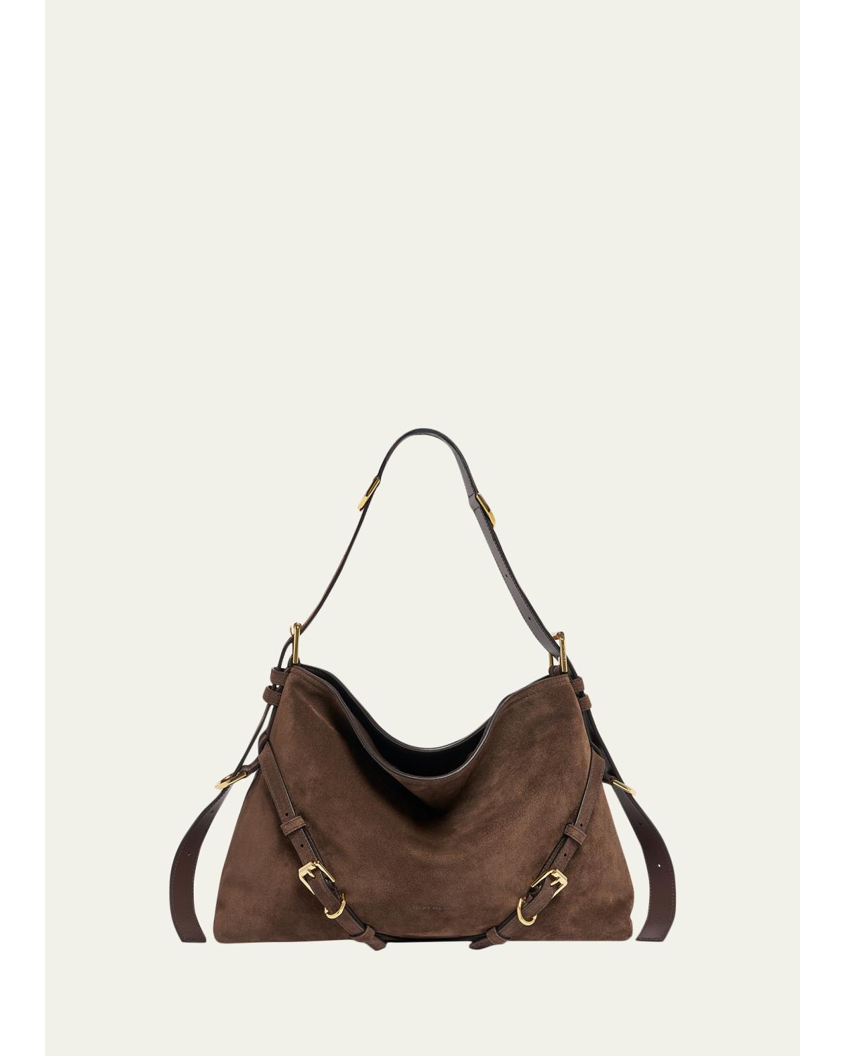 Voyou Medium Slouchy Shoulder Bag in Suede