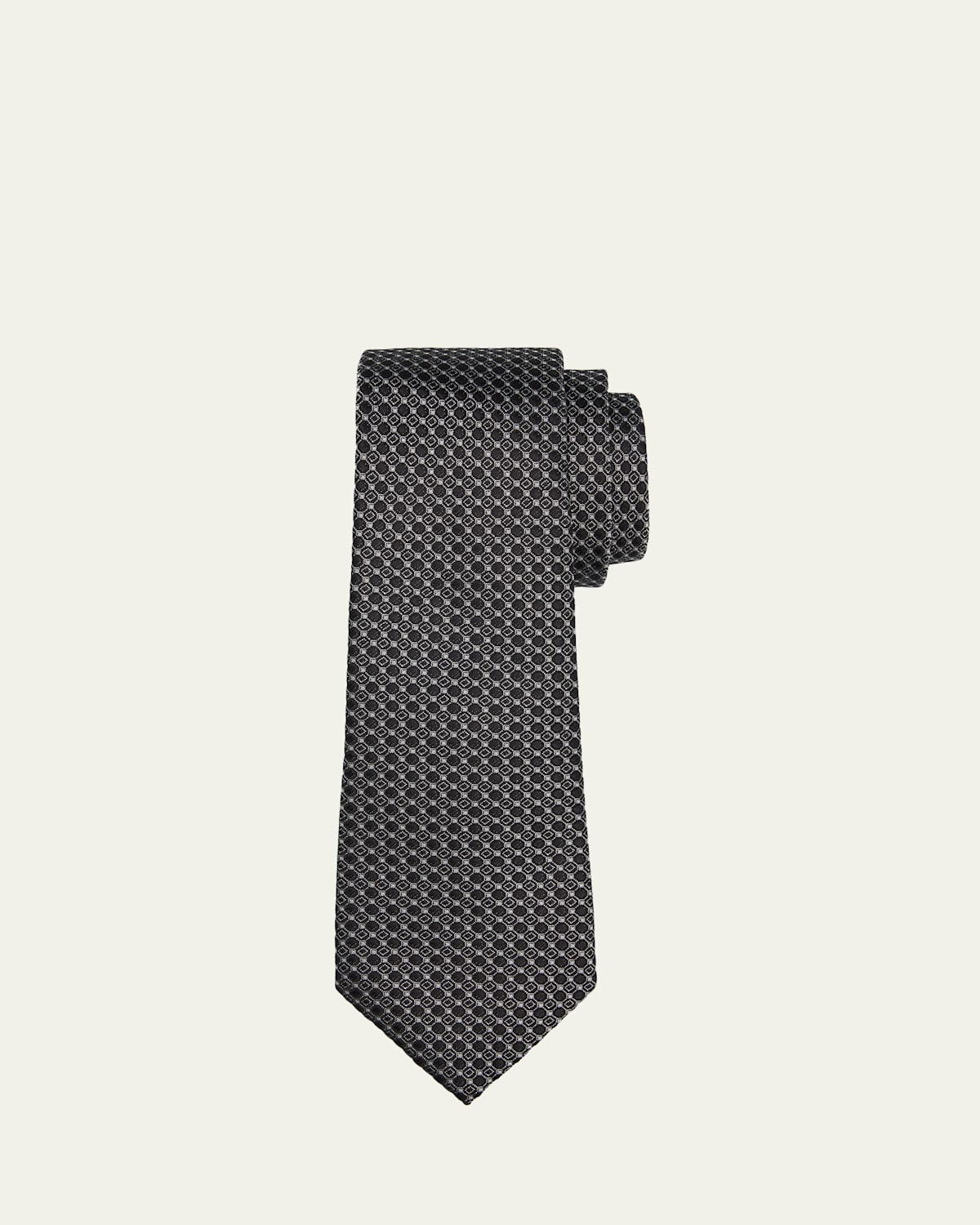 Giorgio Armani Men's Woven Micro-Geometric Circle Silk Tie