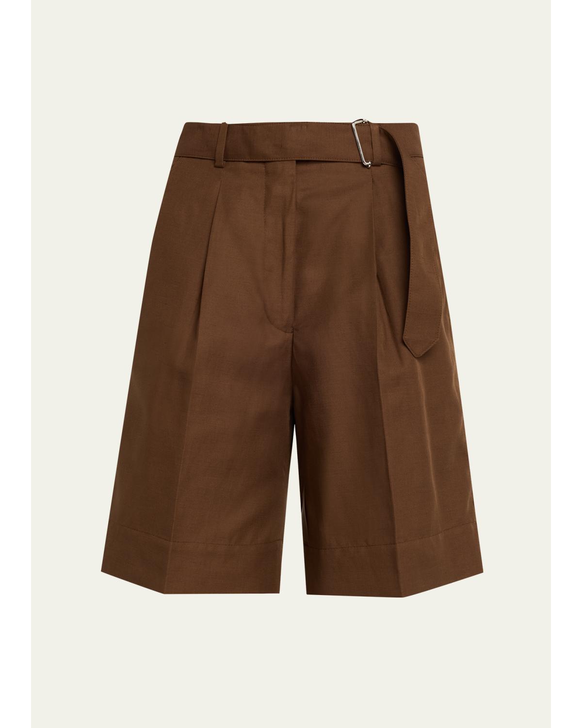 Dalva Belted Italian Linen Shorts