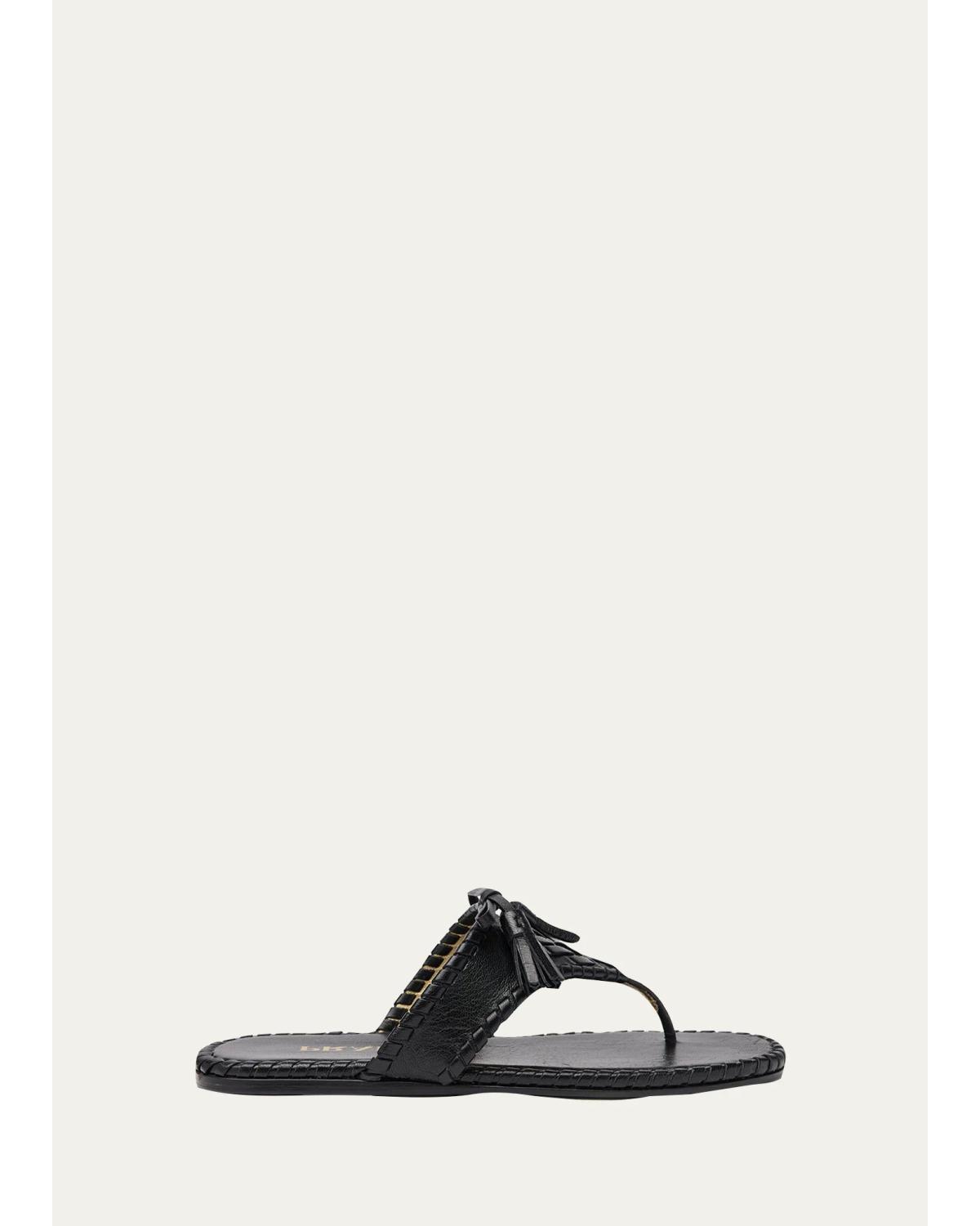 Sienna Threaded Leather Thong Sandals