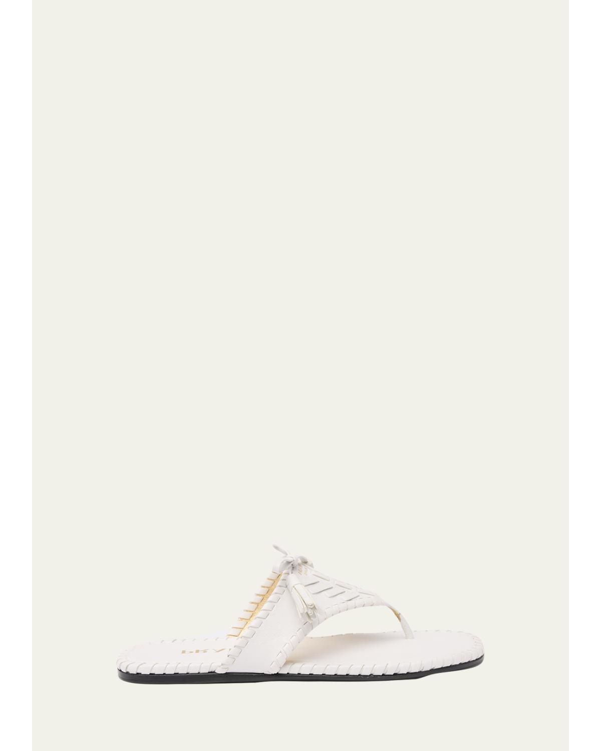 Sienna Threaded Leather Thong Sandals